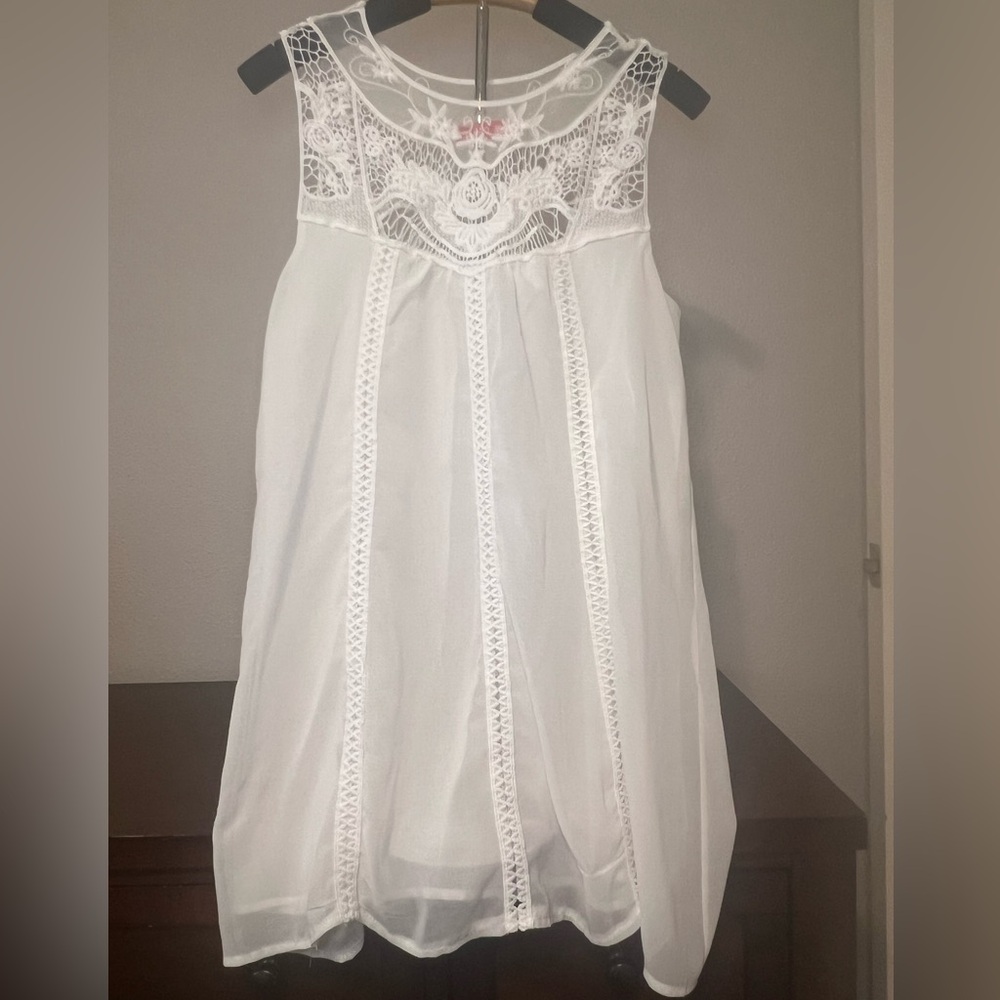 Oasap Elegant White Lace Mini Dress
